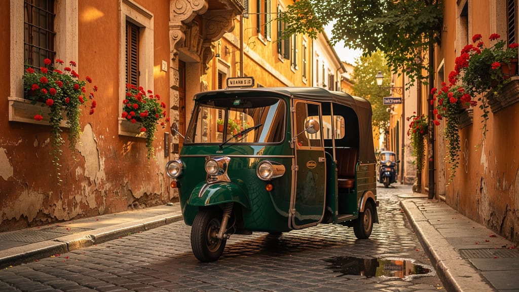 Electric tuk tuk tour vehicle in Rome