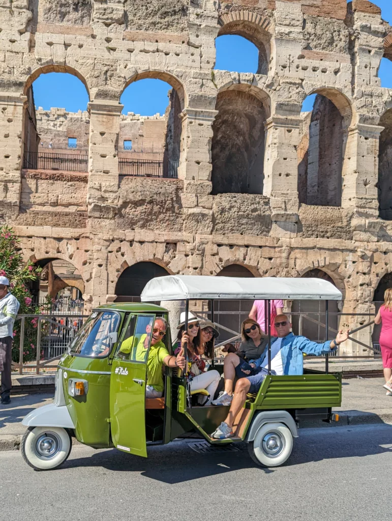 Private electric Ape Calessino tour of Rome Vintage Tuk Tuk Tour