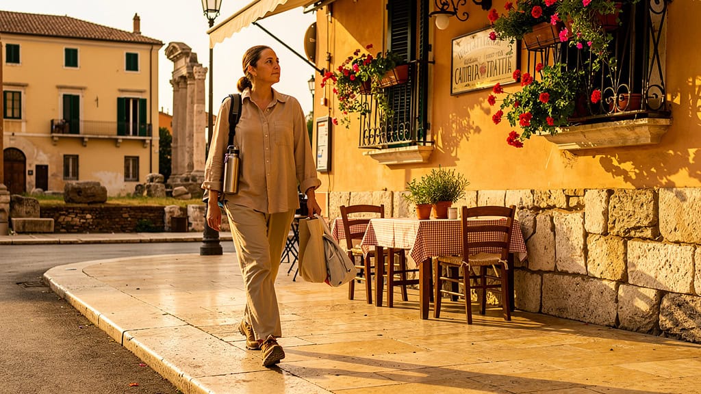 Traveler making sustainable choices in Rome