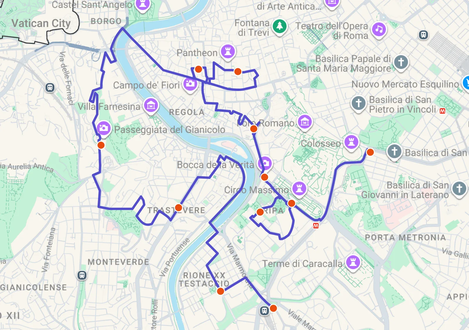 Map food tour rome